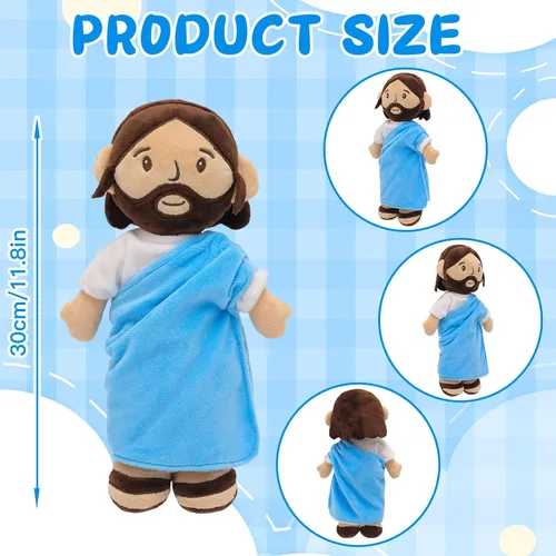 Vista 2 de Yelakey Muñeco de peluche de Jesús marrón de 11.8 pulgadas, guardián, bautizo, peluche, juguete de Salvador, regalos para la iglesia, escuela