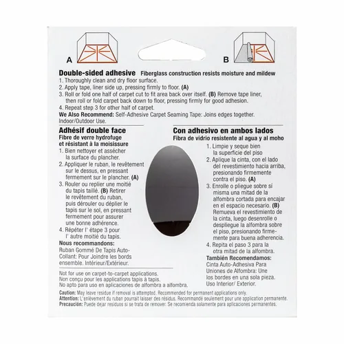 Vista 3 de Cinta de fibra de vidrio para alfombras interiores y exteriores marca Duck 392907, Rojo, blanco
