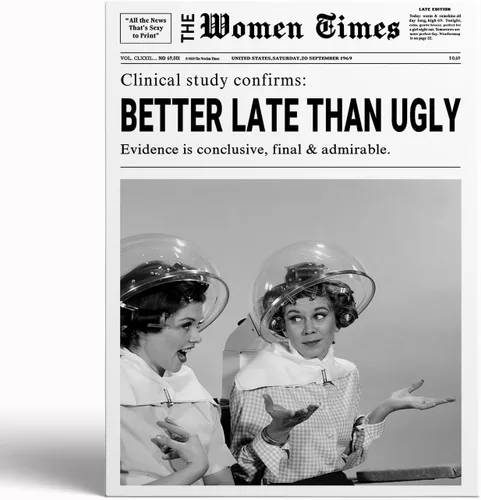 Vista 23 de Arte de pared de periódico de moda para niña, blanco y negro, decoración de pared de periódico estético retro, arte de pared feminista, póster