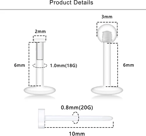 Vista 2 de Lcolyoli Piercing transparente de 0.58 oz para la nariz, piercings transparentes para el trabajo, deportes, cirugía, bioflex, tragus, joyería