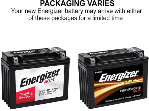 Vista 3 de Energizer TX24HL AGM Batería para motocicleta y ATV de 12 V, 350 Amperios de arranque en frío y 21 Ahr, reemplaza: YTX24HL-BS y otras, Negra