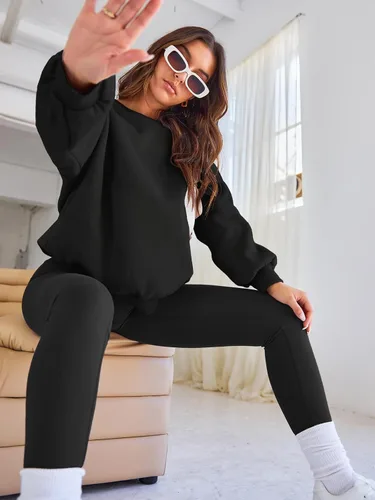 Vista 3 de EFAN Sudaderas de gran tamaño con cuello redondo Y2K recortadas sudaderas con capucha para otoño, moda 2025, adolescentes y niñas, lindo suéter