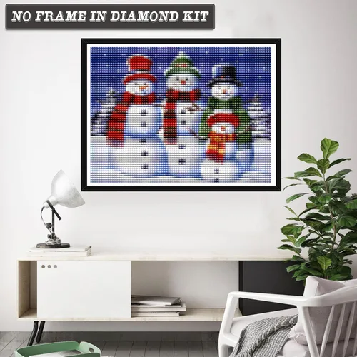 Vista 3 de Wergund - Pintura de diamantes de imitación, muñeco de nieve de Navidad, kits de pintura de diamantes para adultos y niños, bordado de diamantes