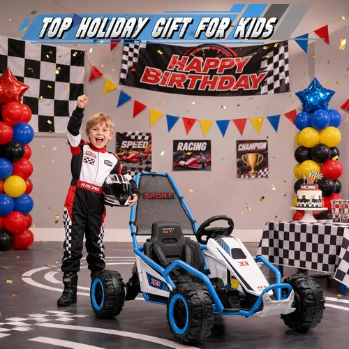 Vista 8 de Go Kart eléctrico de 24 V para niños a partir de 6 años, carrito de deriva Azul