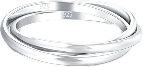 Vista 2 de Anillo de boda con entrelazado triple, resistentes al deslustre, pulido, de plata fina 925