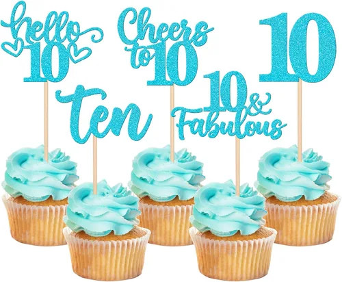 Vista 39 de 30 piezas de adornos para cupcakes de 12 cumpleaños feliz, brillantes doce, hola 12, felicitaciones a 12 años, adornos para cupcakes, 12
