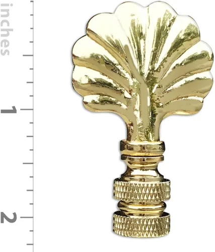 Vista 3 de Royal Designs, Inc. F-5018PB-2 Seashell Lamp Finial para la pantalla de la lámpara, latón pulido