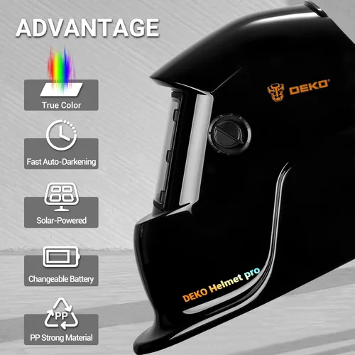 Vista 7 de Welding Helmet Auto Darkening: DEKORPO True Color Solar Powered Auto Darkening Welding Welder Mask Hood Helmets