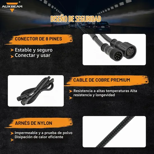 Vista 3 de Auxbeam Arnés de cableado de extensión para panel de interruptores de 6 vías BC60, GC60, línea de cable extendida del controlador de interruptores