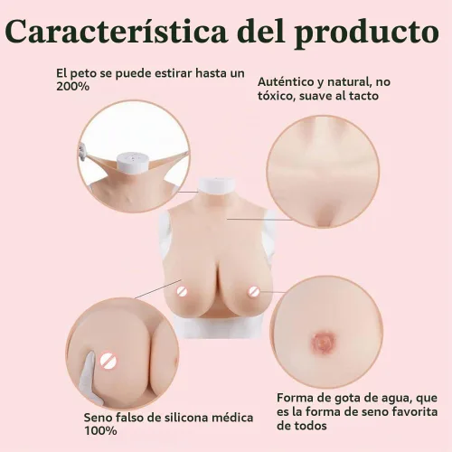 Vista 6 de B-S Cup Silicone Breasts Forms, Plus Size Breastplate Marrón