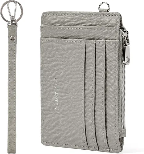 Vista 10 de BOSTANTEN Tarjetero para tarjetas de crédito para mujer, billetera de piel RFID, pequeña cartera delgada con llavero con ventana de identificación