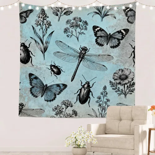 Vista 35 de Batmerry Peaceful Retreat Beautiful Landscape Polyester Tapestry, Blooming Garden Setting Lightweight Wall Hanging High-Definition Print Backdrop