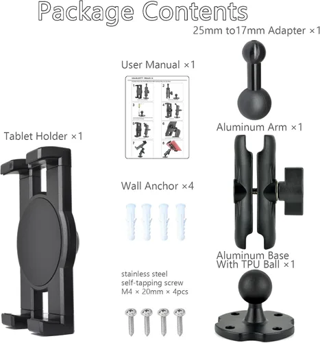 Vista 6 de VAUBORTTI Soporte de tablet para camión, brazo de aluminio, soporte para iPad de 6.5 a 12.9 pulgadas, iPad mini/Air/Pro, base de taladro resistente