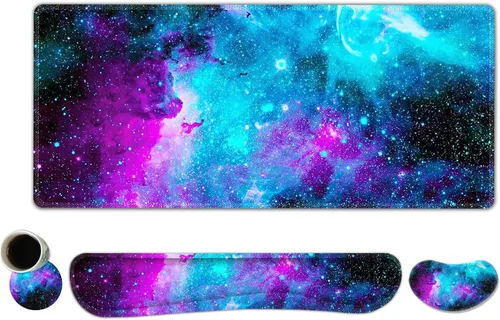 Vista 24 de ToLuLu Alfombrilla de mouse extendida para juegos, juego de soporte ergonómico de espuma viscoelástica para teclado y mouse reposamuñecas