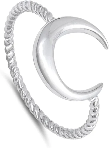 Vista 2 de Anillo de plata de ley con luna creciente de tu