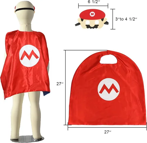 Vista 6 de Superhero Capes for Kids Halloween Costumes and Dress upSuper Mario Cape and Mask Set for Mario Party Supplies