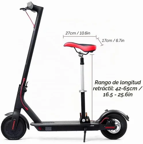 Vista 2 de Asiento de scooter eléctrico apto para Xiaomi M365 / 1S / Lite/Pro, Aovopro ES80, Razor C25 Sillín de scooter eléctrico ajustable con función
