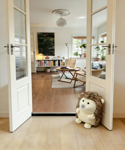 Vista 2 de Tope de puerta interior Topes de puerta de tela para animales decorativos (erizo beige)