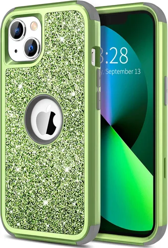 Vista 17 de Hython Funda para iPhone 13 Funda con Purpurina, Bonita Cubierta Brillante Resplandeciente con Brillo, Resistente 3 en 1 Híbrida de PC Duro TPU
