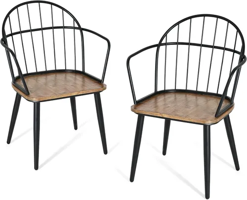 Vista 6 de Dining Chairs and Table & Chair Sets - 2-Pack Modern Wood Seat Metal Leg Side Chairs for Kitchen, Dining Room, and Home Office Seating,Black