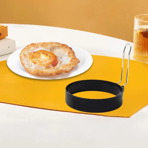 Vista 3 de 2 anillos de huevo para freír huevos, moldes redondos antiadherentes para desayuno, panqueques y planchas