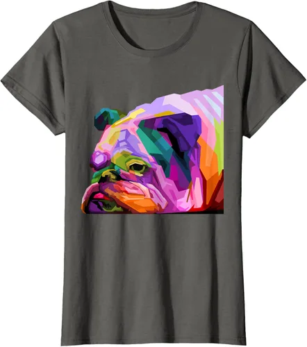 Vista 62 de Camiseta de retrato pop artístico de bulldog británico inglés para dueños de perros, Negro, S