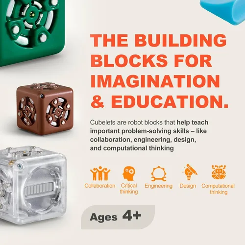 Vista 2 de CUBELETS Bloques de robot modulares de robótica con 11 cubos de robot, juego de curiosidad para kit de robótica en el hogar, kits STEM para niños
