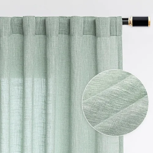 Vista 49 de MYSKY HOME Cortinas naturales de puerta francesa para ventana de puerta, 40 pulgadas de largo, cortas, semitransparentes, filtrantes de luz
