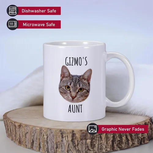 Vista 4 de Taza de café personalizada para gatos, taza de foto de gato personalizada, taza de café de tía de gato, taza de café personalizada para mascotas