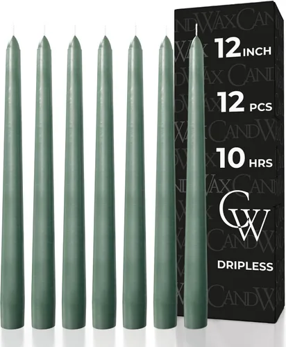 Vista 65 de CANDWAX Juego de 12 velas cónicas color naranja de 8 pulgadas, sin goteo, sin perfume, de larga duración, perfectas para fiesta de Halloween
