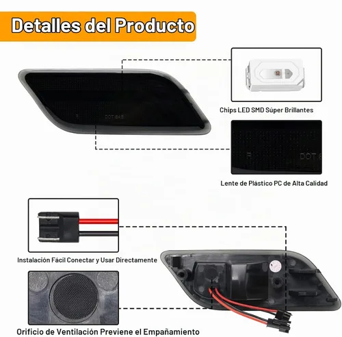 Vista 5 de Luces LED de posición laterales compatibles con Clase E W207 C207 A207 E350 E550 Coupé Convertible 2010-2013, lámparas de marcador de guardabarros
