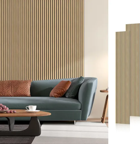 Vista 32 de SMARTSTANDARD Paneles acústicos de listones de madera de muestra, panel de pared de listones de madera insonorizado, nogal, paquete de muestra