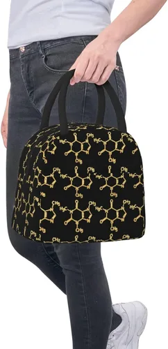 Vista 6 de Reusable Insulated Cooler Lunch Container Funny-Caffeine-Molecule-Chemistry Large Capacity Lunch Box Thermal Lunch Tote Bag