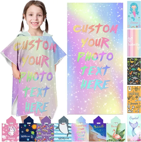 Vista 24 de Toallas de playa personalizadas para niños, toallas de playa personalizadas con nombres, regalos personalizados para niños pequeños, niñas