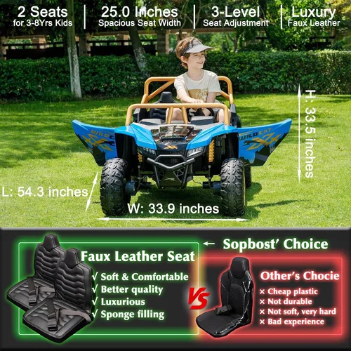 Vista 2 de Arctic CAT 24V 10Ah UTV de 2 plazas con licencia para niños de 6 a 12 años Azul