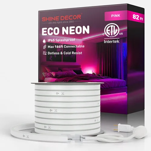 Vista 46 de luces LED de cuerda AC 120V, tira de neón eco de 120LEDs/M sin puntos, conectable y cortable, IP65 impermeable y resistente al clima para el hogar