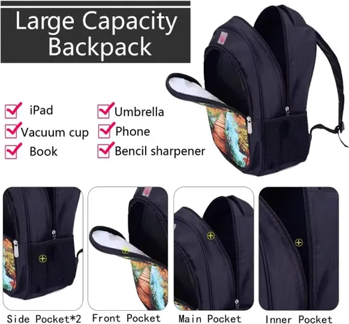 Vista 5 de QJCQY Mochila de viaje de anime de dibujos animados, mochila deportiva portátil de gran capacidad, mochila escolar para niños y niñas, A