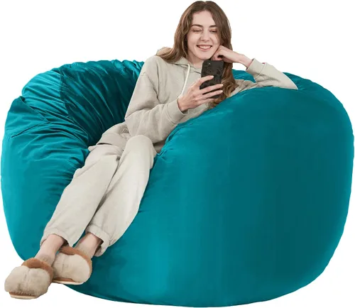 Vista 37 de HABUTWAY Silla de Puf de 2 Pies, Puf de 2' de Sillones Pequeños con Relleno, Silla de Puf en Forma de Lágrima de Terciopelo Ultra Suave con Funda