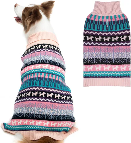 Vista 24 de Suéter Mihachi para perro - Ropa de abrigo de invierno con tiras coloridas para clima frío