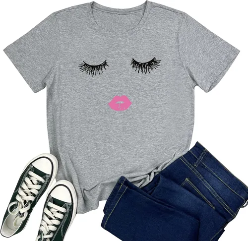 Vista 2 de Blackmyth - Camiseta de manga corta para mujer, impresa con diseño alegre para el verano