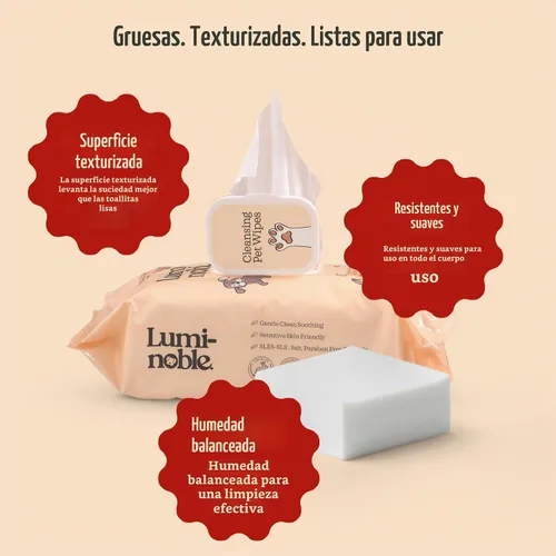 Vista 4 de LUMI-NOBLE. Toallitas para mascotas para perros y gatos, toallitas