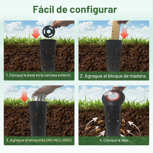 Vista 5 de Paquete de 6 Estaciones de Cebo de Monitoreo de Termitas, Compatible con Cebo de Termitas Trelona, Bloques de Madera Incluidos para Jardín, Granjas