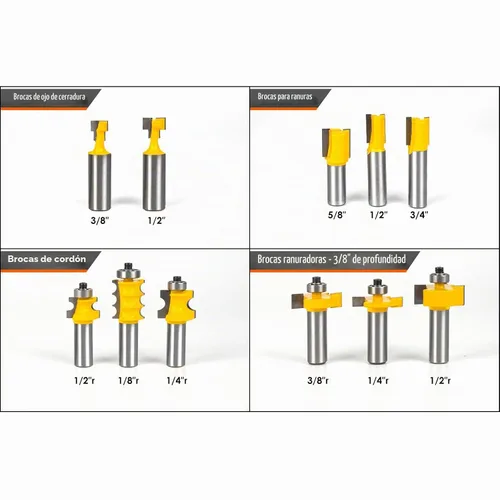 Vista 5 de Juego de brocas de router de 1/2 pulgada de vástago - BAIDETS Kit profesional de 70 piezas de brocas de carburo de 1/2 pulgada para carpintería