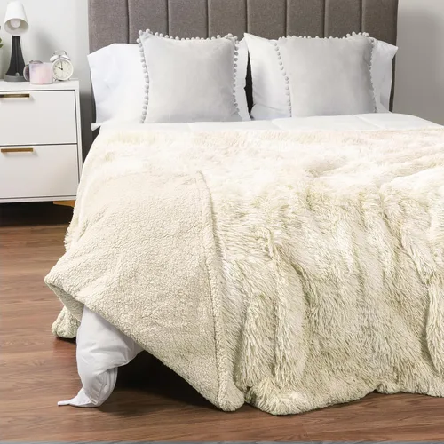 Vista 9 de PAVILIA Manta mullida beige crema para sofá, afelpada y cálida, súper suave y gruesa de piel sintética y sherpa, 50 x 60 pulgadas