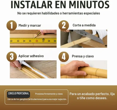 Vista 5 de amaZulu - Láminas de bambú de 1.75 pulgadas x 6 pies, ribete y molduras de bambú natural de Moso, paquete de 16, bordes de pared, borde