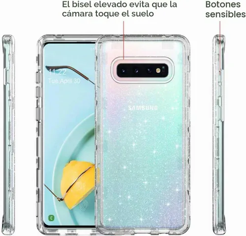 Vista 6 de ULAK Funda compatible con Galaxy S10 Plus, cubierta trasera brillante brillo claro