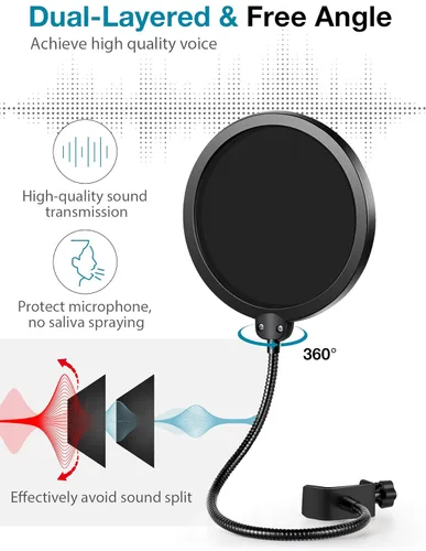 Vista 6 de InnoGear Soporte de micrófono, juego de soporte de micrófono ajustable para Blue Yeti Nano Suspension Boom Soporte de brazo de tijera con tornillo