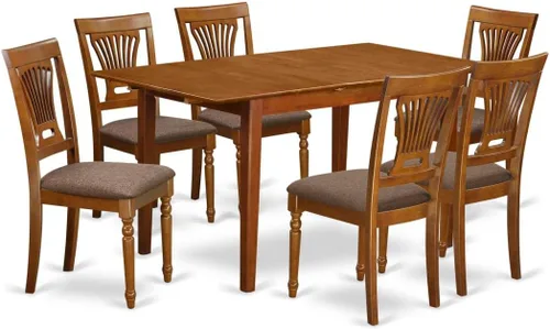 Vista 9 de East West Furniture PSPL5-SBR-C - Juego de mesa y sillas de cocina de 5 piezas, incluye una mesa de comedor rectangular con hoja de mariposa y 4