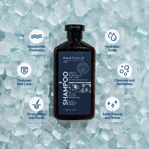 Vista 2 de Particle Champú para engrosar el cabello para hombres, champú para hombres, fórmula limpiadora hecha con biotina, capixyl, redensyl, ginseng