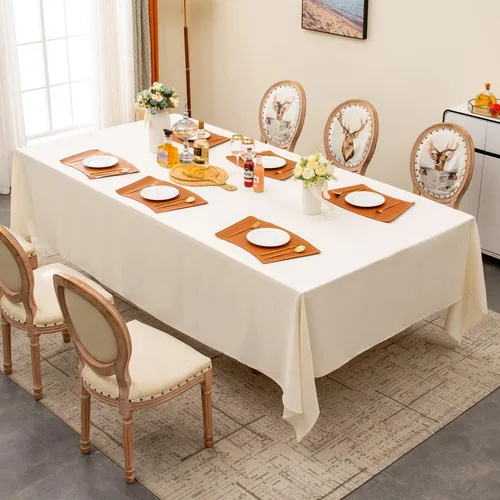 Vista 54 de BALCONY & FALCON Mantel Rectangular de Lino Sintético Impermeable Lavable Limpiable Cubierta de Mesa para Decoración de Mesa de Cocina Comedor